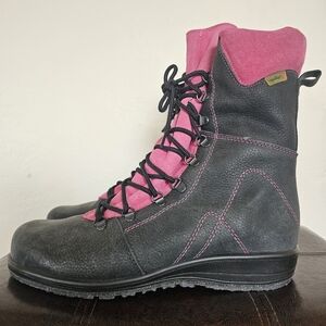Martino Canada Banff Winter Watherproof Dark Gray Leather Pink Suede Boot Sz 11
